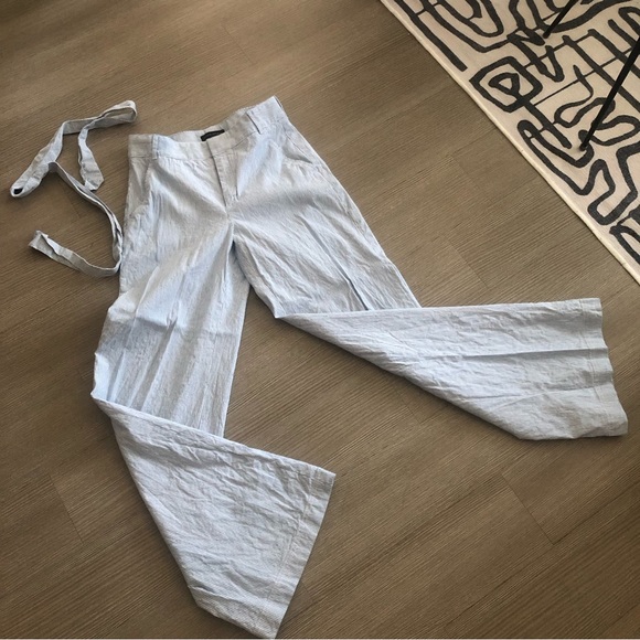 Striped linen high waisted flare pants - Picture 2 of 7